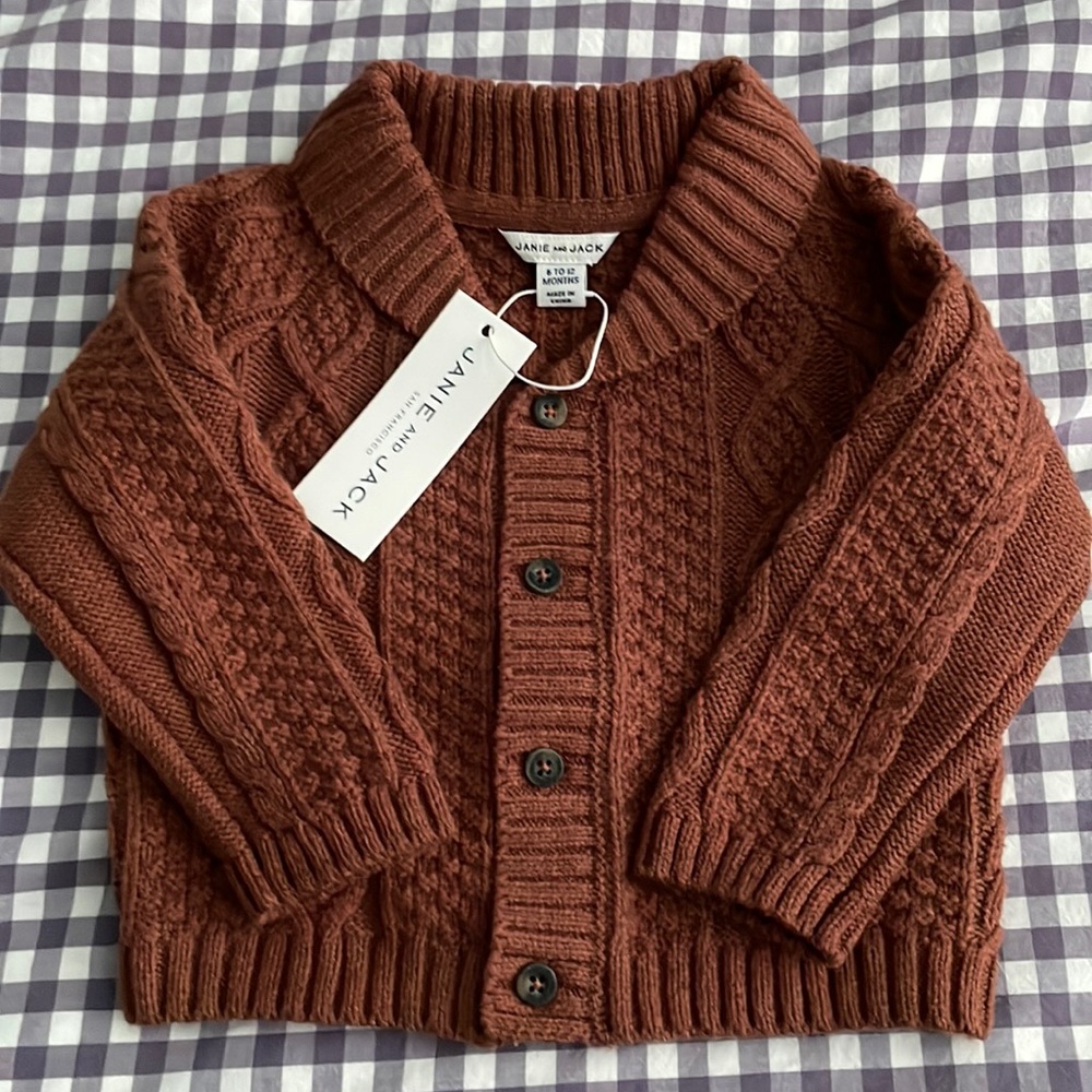 Janie and Jack 12M Camel Tan Baby Boy Sweater